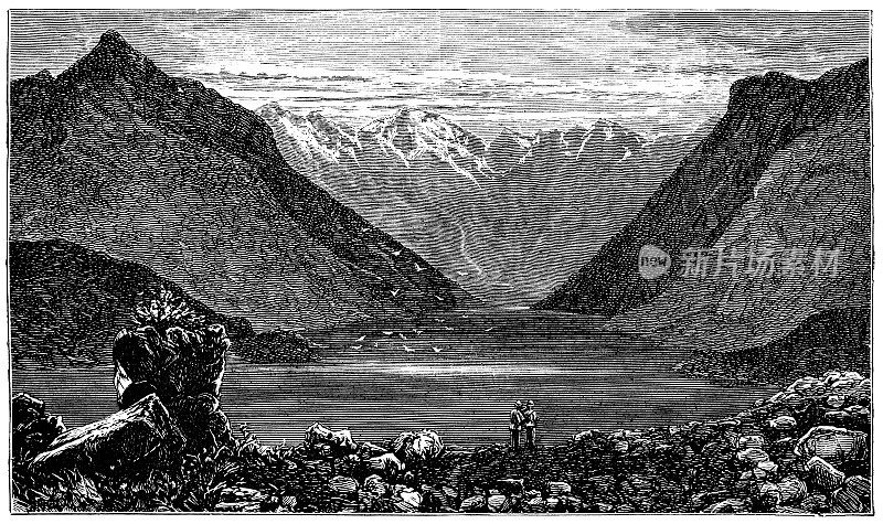 黑库林和科鲁伊斯克湖在斯凯岛，苏格兰- 19世纪